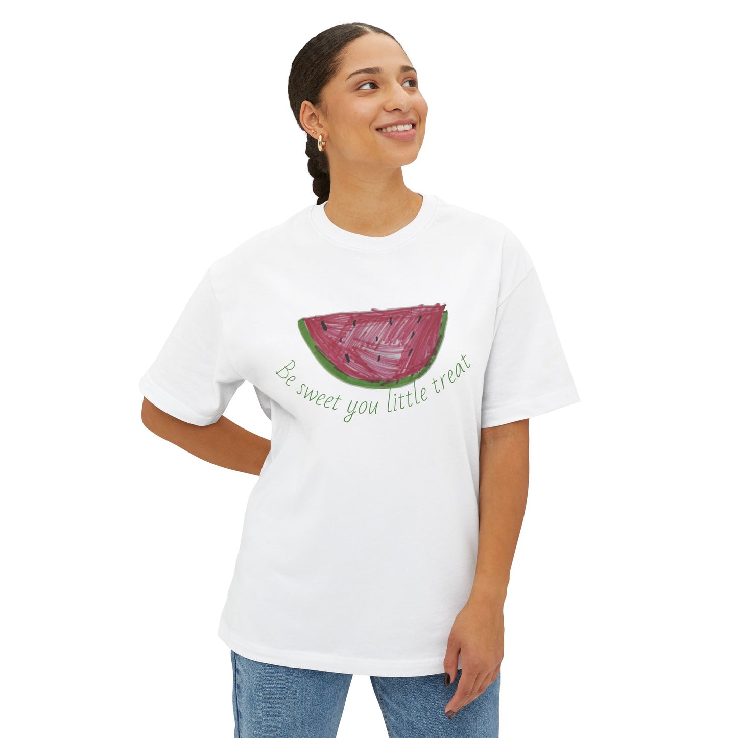 Watermelon Vibes Unisex Oversized Boxy Tee, Summer T-Shirt, Trendy Graphic Tee, Casual Outfit, Gift for Fruit Lovers